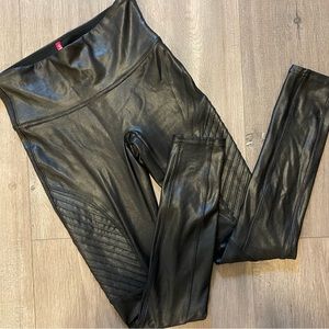 SPANX Faux Leather Black Leggings Size Small